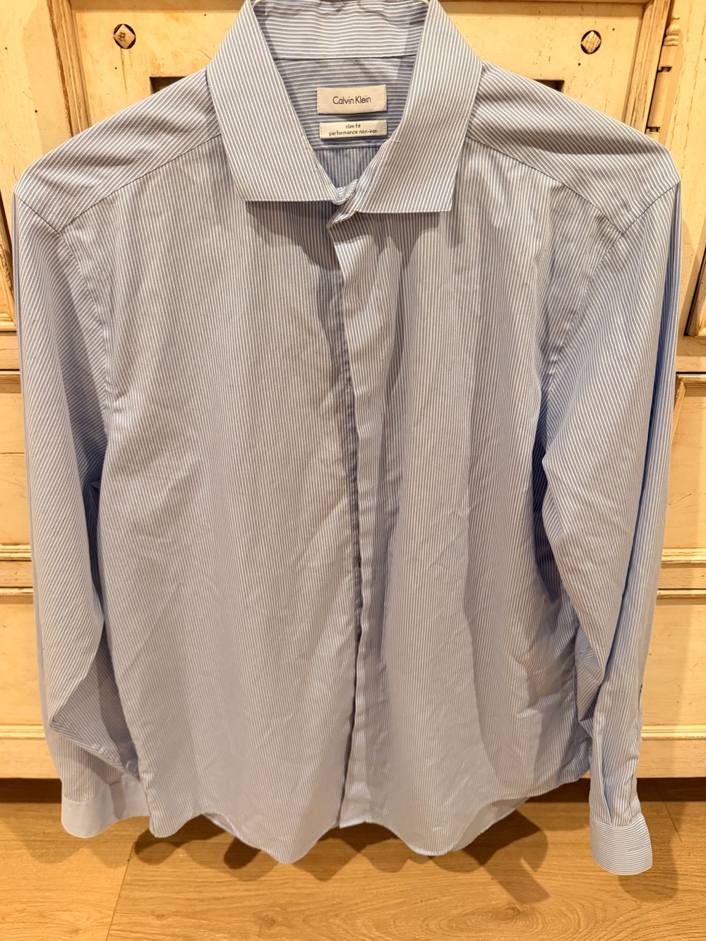 Calvin Klein Men’s Blue Micro-Stripe Dress Shirt